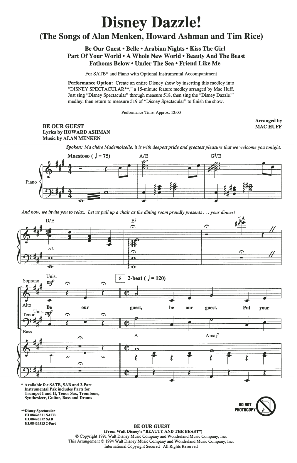 Produktbild zu: Disney Dazzle! (The Songs of Alan Menken, Howard Ashman and Tim Rice) (Medley)