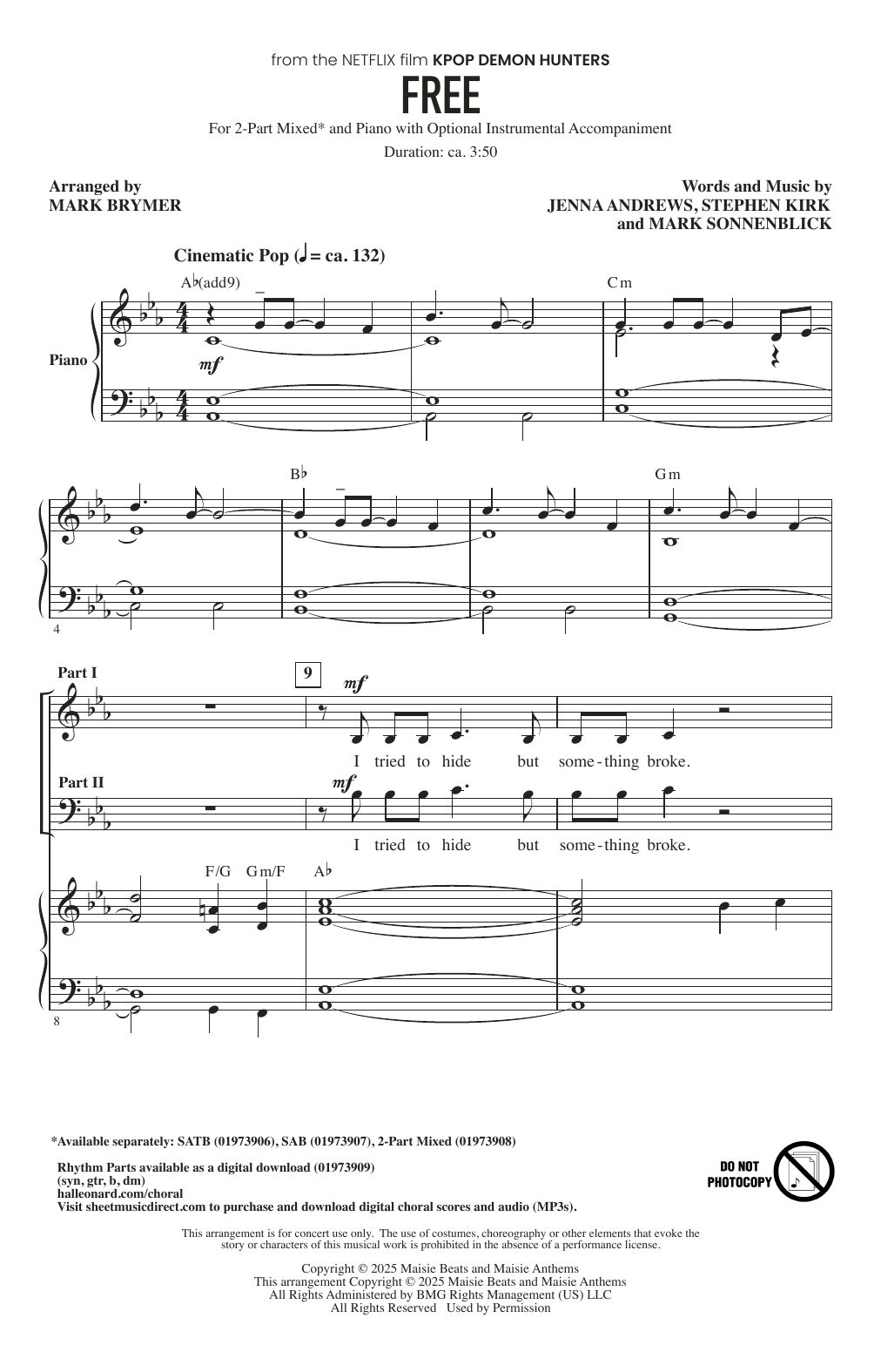 Produktgalerie: Seite 1 von 1 Free (from KPop Demon Hunters) (arr. Mark Brymer), Jenna Andrews, Stephen Kirk, and Mark Sonnenblick, Chor