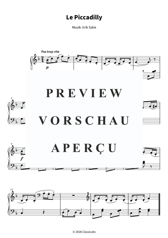 Produktgalerie: Seite 1 von 5 Le Piccadilly - leicht spielbare Klavierfassung in F-Dur, , Klavier Solo
