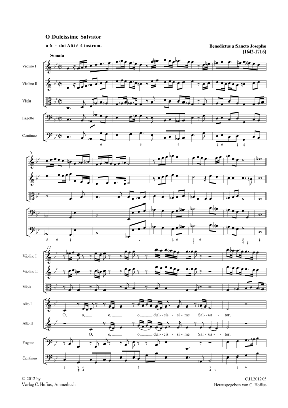 gallery: O dulcissime Salvator, , (Gemischtes Ensemble 2 Alto, 2 Violinen, Viola, Fagott und Orgel)