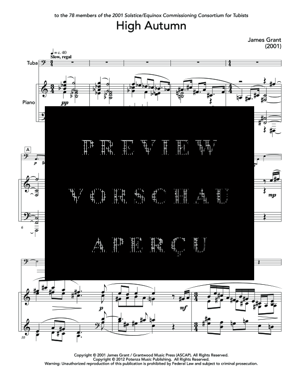 Product gallery: Page 6 of 11 High Autumn, , (tuba and piano)