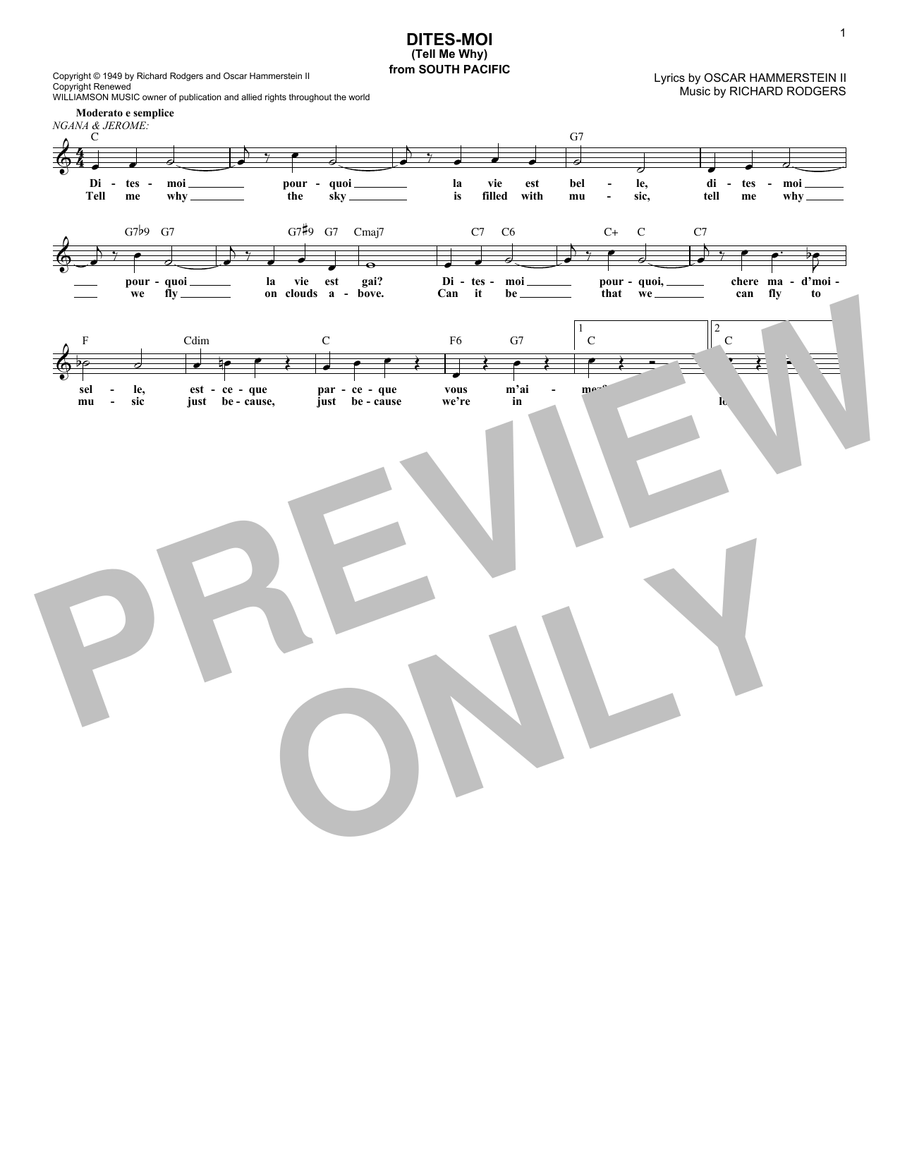 Product gallery: Page 1 of 1 Dites-Moi (Tell Me Why), Rodgers & Hammerstein
