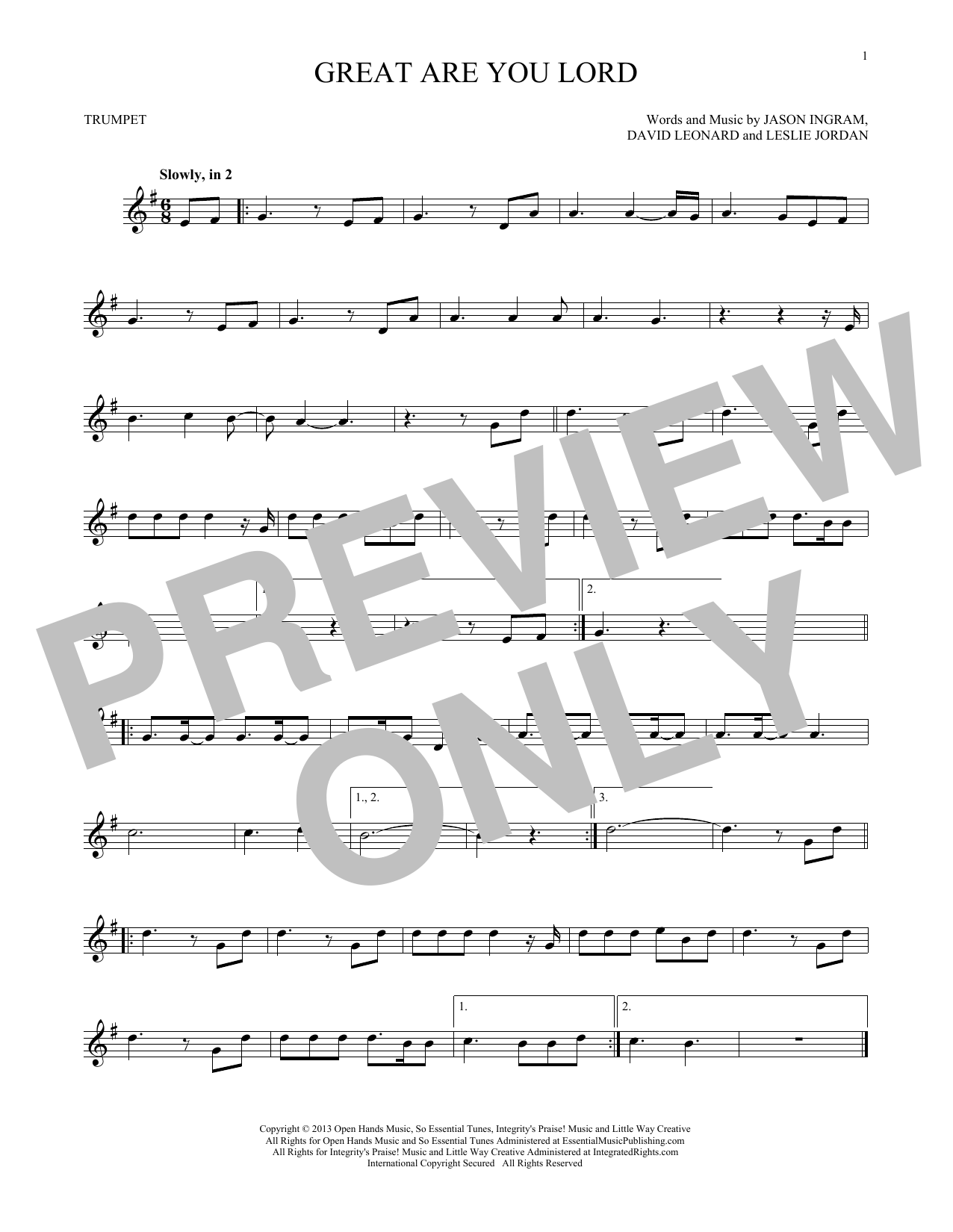 Produktgalerie: Seite 1 von 1 Great Are You Lord, All Sons & Daughters, Trompete