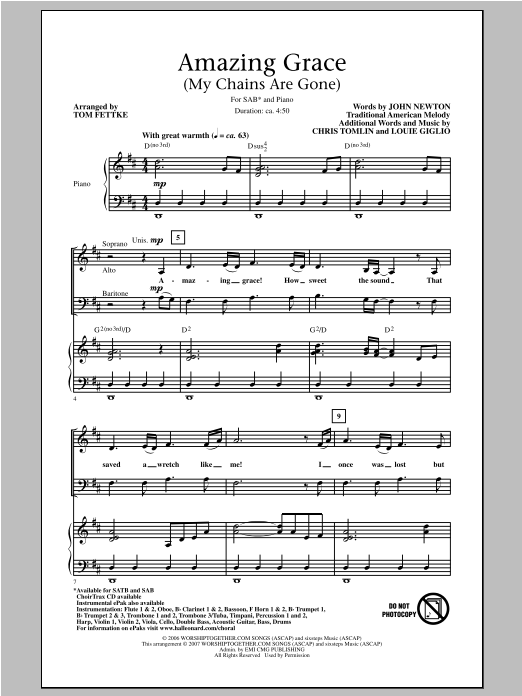 Produktgalerie: Seite 1 von 1 Amazing Grace (My Chains Are Gone), Tom Fettke, Chor