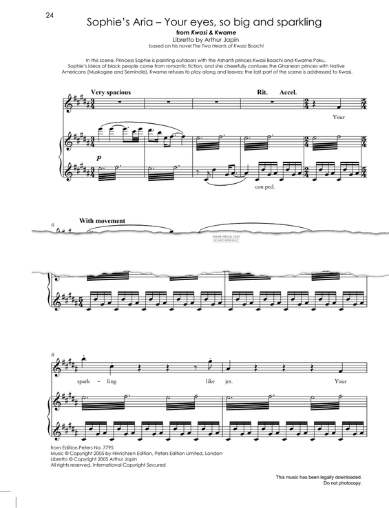 Produktgalerie: Seite 1 von 1 Sophie's Aria - Your Eyes, So Big And Sparkling (from 'Kwasi & Kwame'), Jonathan Dove, Gesang, Klavier