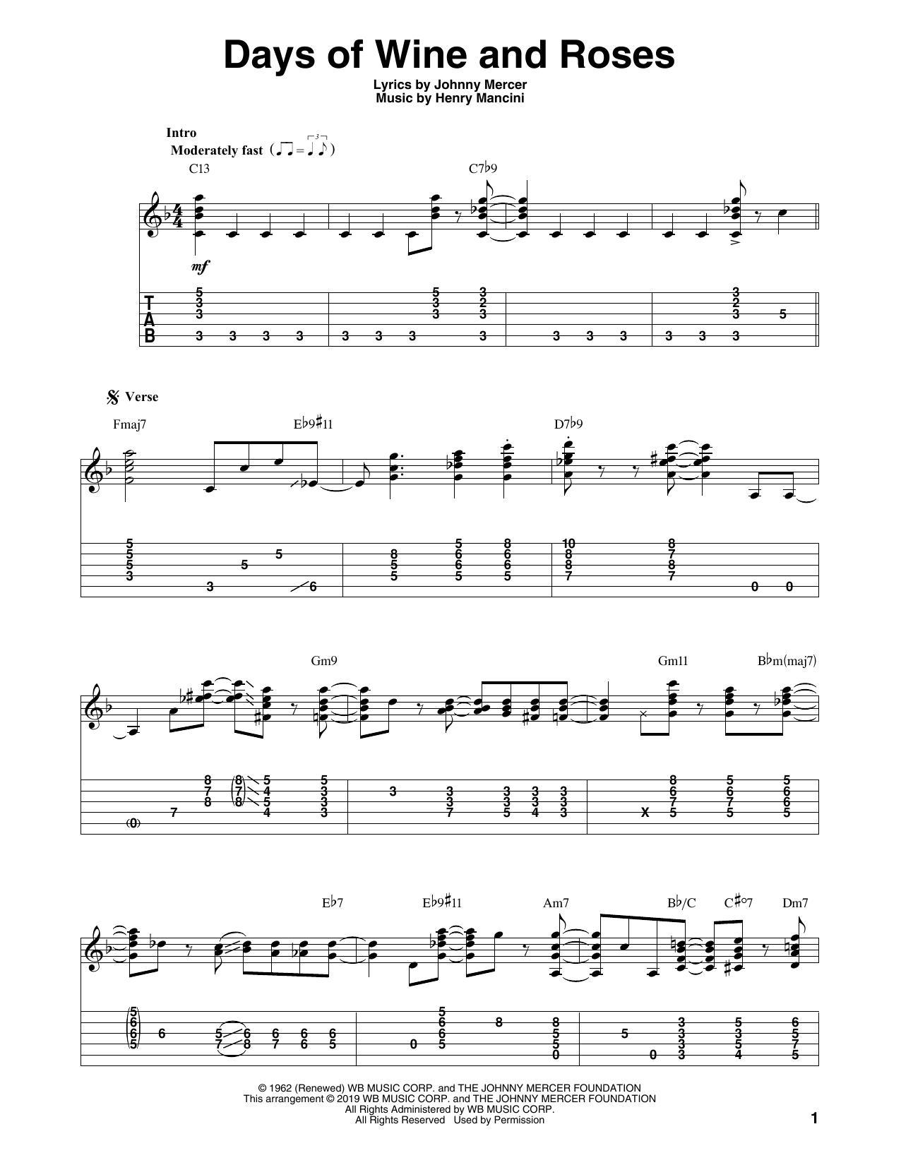 Produktbild zu: Days Of Wine And Roses (arr. Bill LaFleur)
