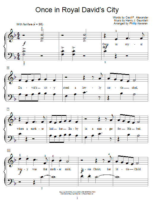 Product gallery: Page 1 of 1 Once In Royal David's City (arr. Phillip Keveren), Cecil F. Alexander