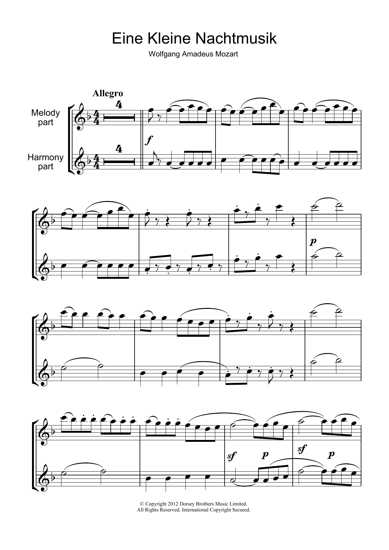 Product gallery: Page 1 of 1 Allegro from Eine Kleine Nachtmusik K525, Wolfgang Amadeus Mozart