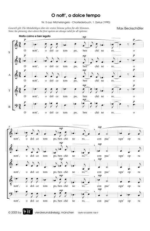 gallery: O nott´ o dolce tempo, , Gemischter Chor SSATB
