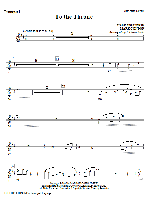 Produktgalerie: Seite 1 von 1 To The Throne - Trumpet 1, J. Daniel Smith, Chor