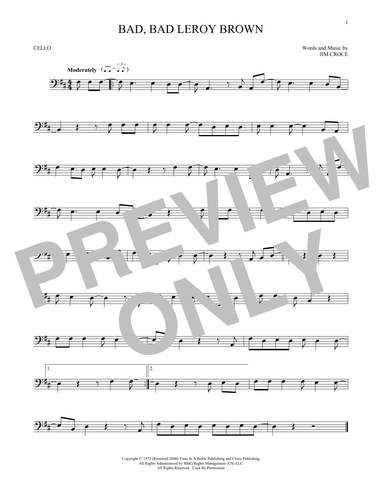 Produktgalerie: Seite 1 von 1 Bad, Bad Leroy Brown, Jim Croce, Violoncello