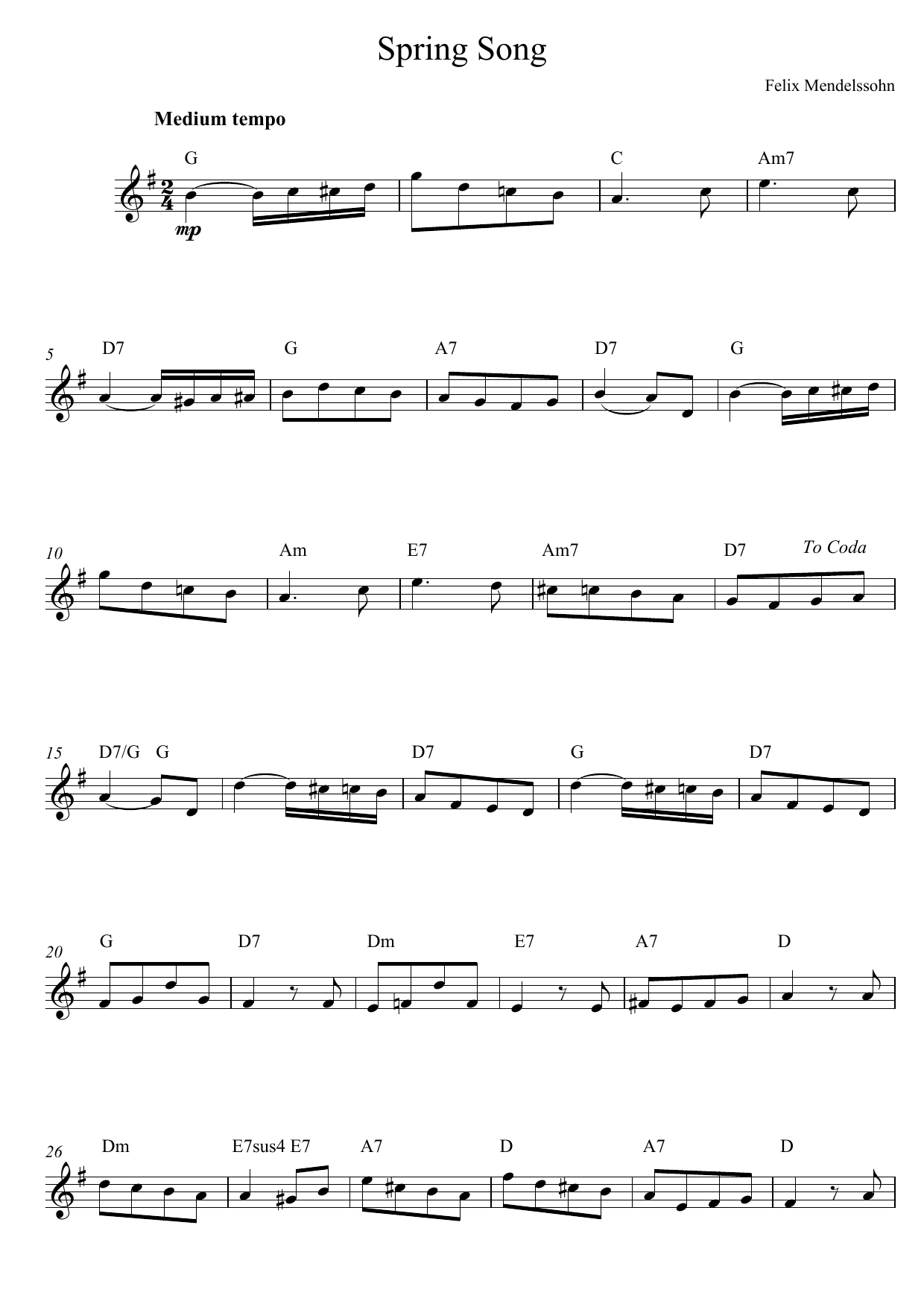 Produktbild zu: Spring Song, from Songs Without Words, Op.62