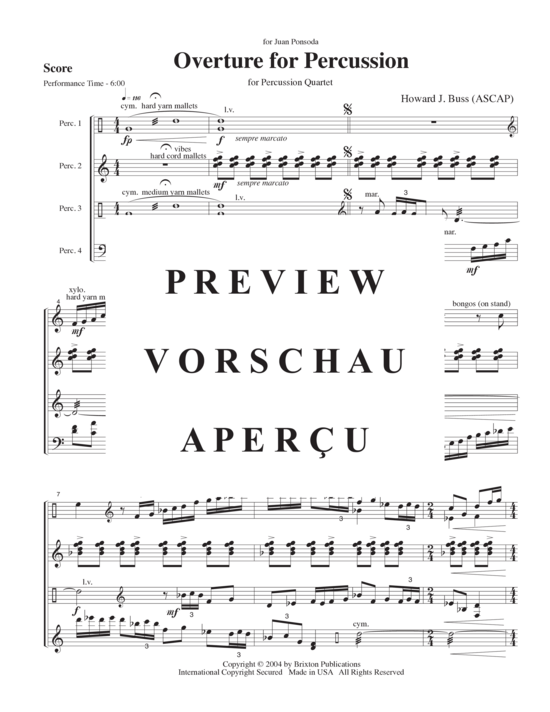 Product gallery: Page 4 of 21 Overture for Percussion , , (4 percussionists)