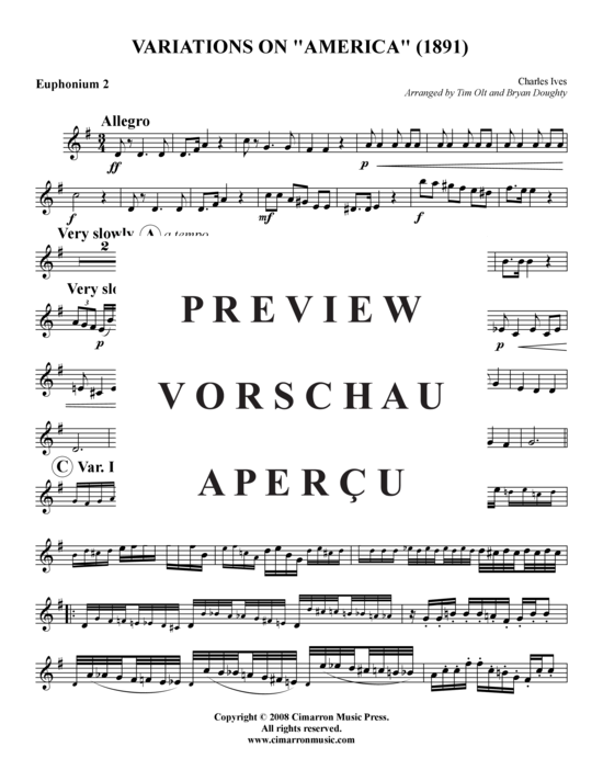 Product gallery: Page 21 of 21 Variations on America (1891) , ,  (Tuba Quartet: 2x Baritone, 2xTuba)