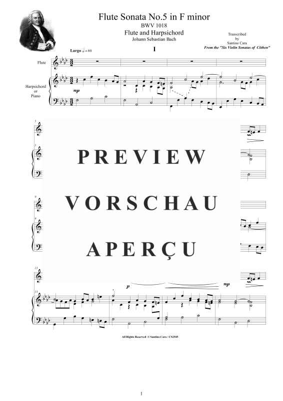 Produktgalerie: Seite 2 von 11 Flöten Sonate Nr. 5 in F-Moll BWV 1018, , Flöte und Cembalo/Klavier