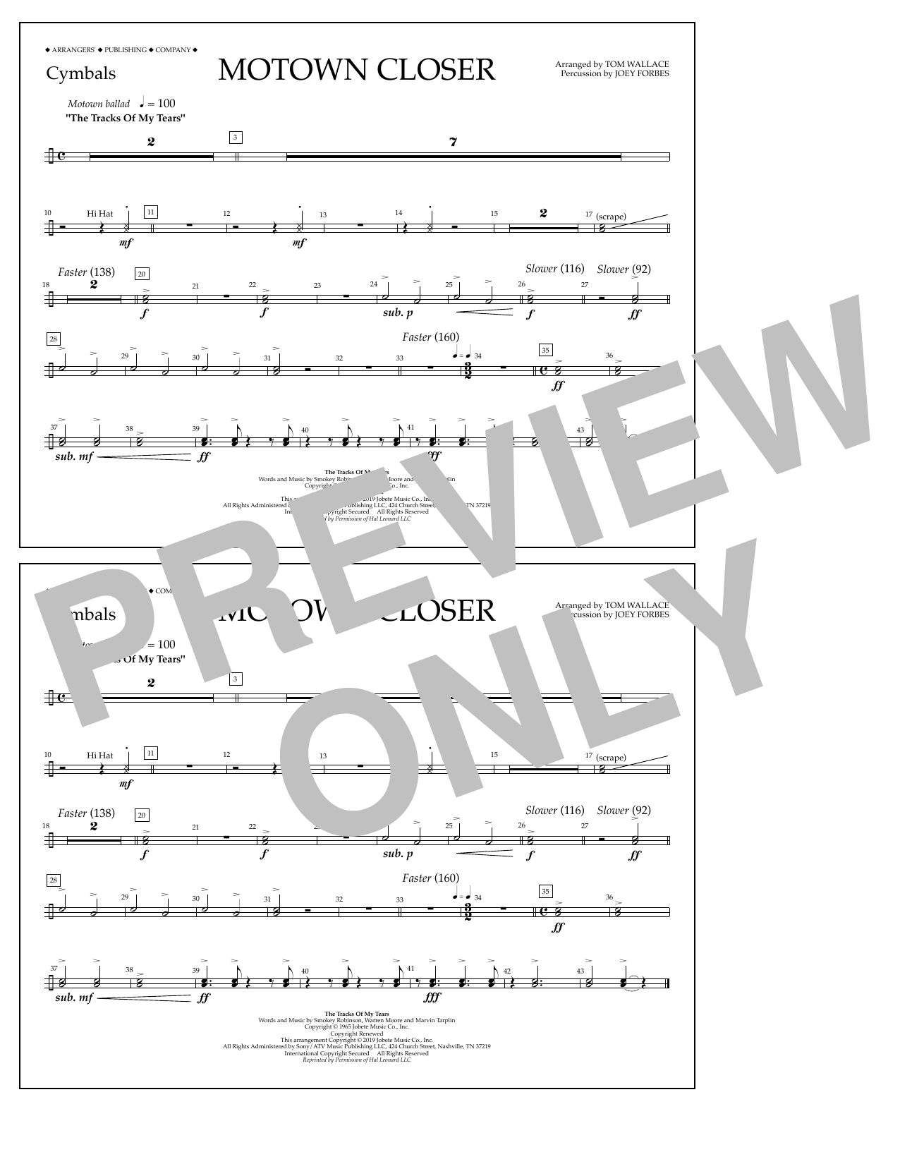 Produktbild zu: Motown Closer (arr. Tom Wallace) - Cymbals