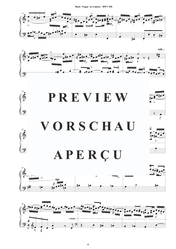 Produktgalerie: Seite 5 von 6 Fuge in A-Moll BWV 904b, , Klavier Solo