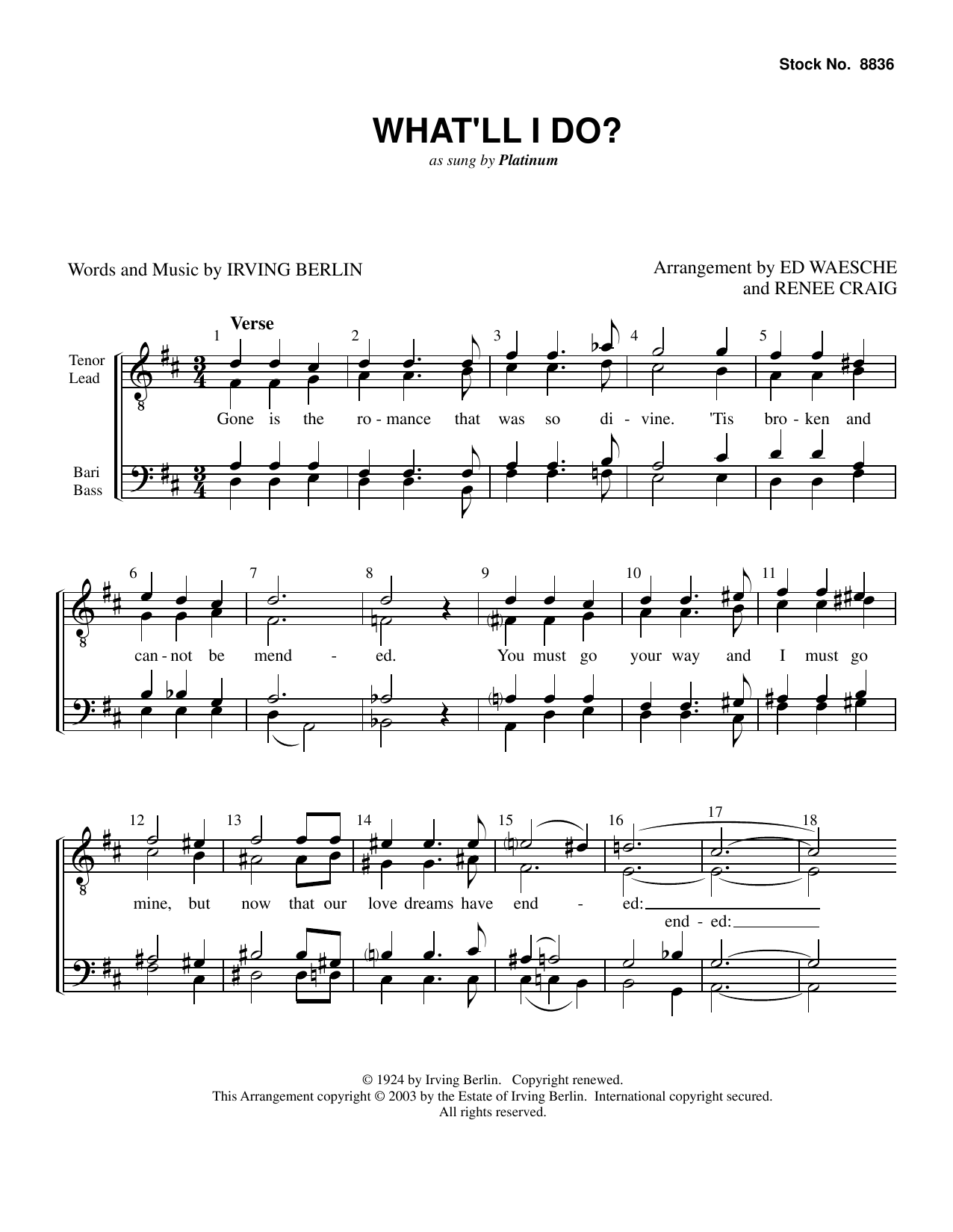 Produktbild zu: What'll I Do? (arr. Ed Waesche, Renee Craig)