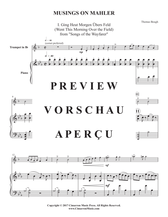 Produktgalerie: Seite 4 von 21 Musings on Mahler , , (Trompete in B oder Kornett, Flügelhorn, Piccolo + Klavier)