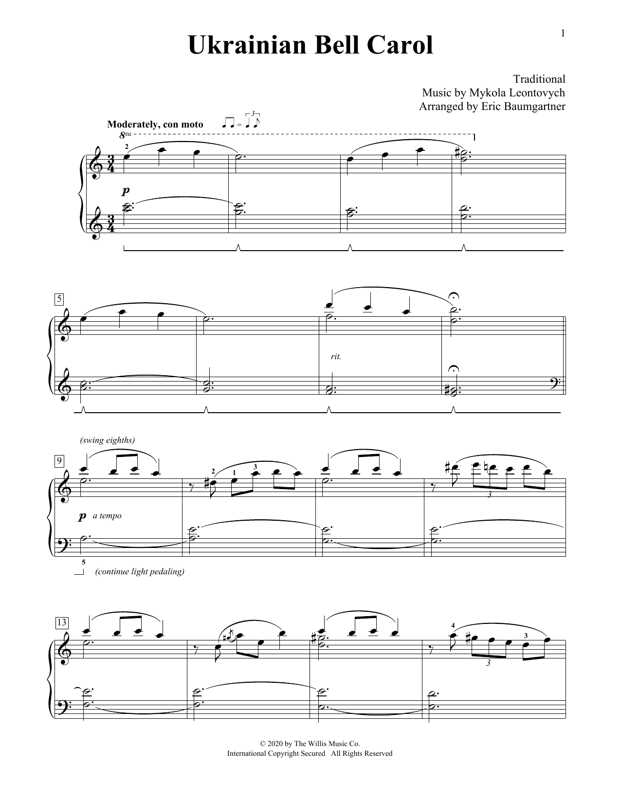 Product picture to: Ukrainian Bell Carol [Jazz version] (arr. Eric Baumgartner)