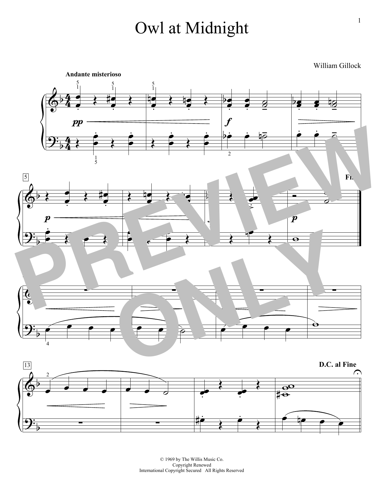 Produktgalerie: Seite 1 von 1 Owl At Midnight, William Gillock, Klavier