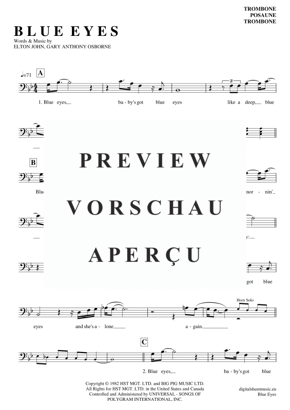 Product gallery: Page 2 of 3 Blue Eyes , John, Eltom, (Posaune / Bariton)