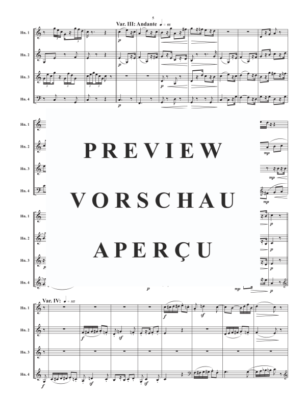 Product gallery: Page 7 of 11 Variations by Beethoven on a Theme by Mozart, , Horn Quartet