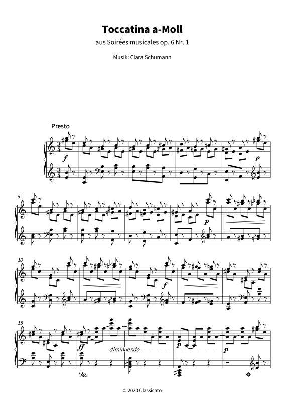 Product picture to: Toccatina A-Moll - aus Soirées musicales op. 6 Nr. 1Clara Schumann