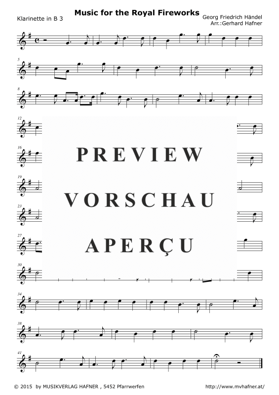 Product gallery: Page 6 of 9 Music for the Royal Fireworks, , (Clarinet Quintet)
