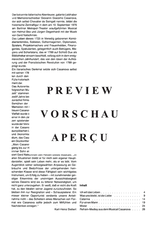 Product gallery: Page 4 of 21 6 Melodien aus dem Musical Casanova , , Piano and Voice
