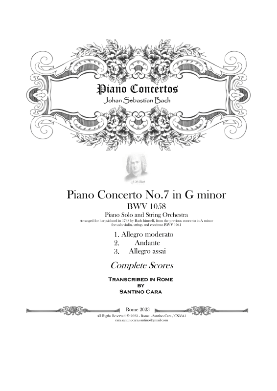 cover: Klavierkonzert Nr. 7 g-Moll BWV 1058, , Klavier und Streichorchester