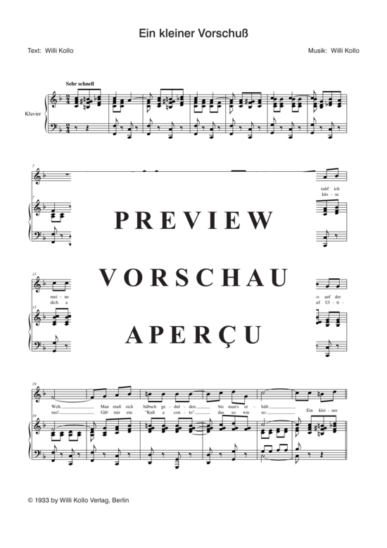 Produktgalerie: Seite 4 von 4 Ein kleiner Vorschuss, 	, Klavier und Gesang