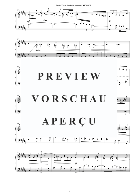 Produktgalerie: Seite 6 von 8 Fuge in Gis-Moll BWV 887b, , Klavier Solo