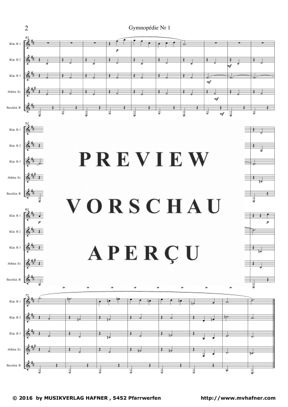 Product gallery: Page 6 of 11 Gymnopedie No. 1, , (Clarinet Quintet)