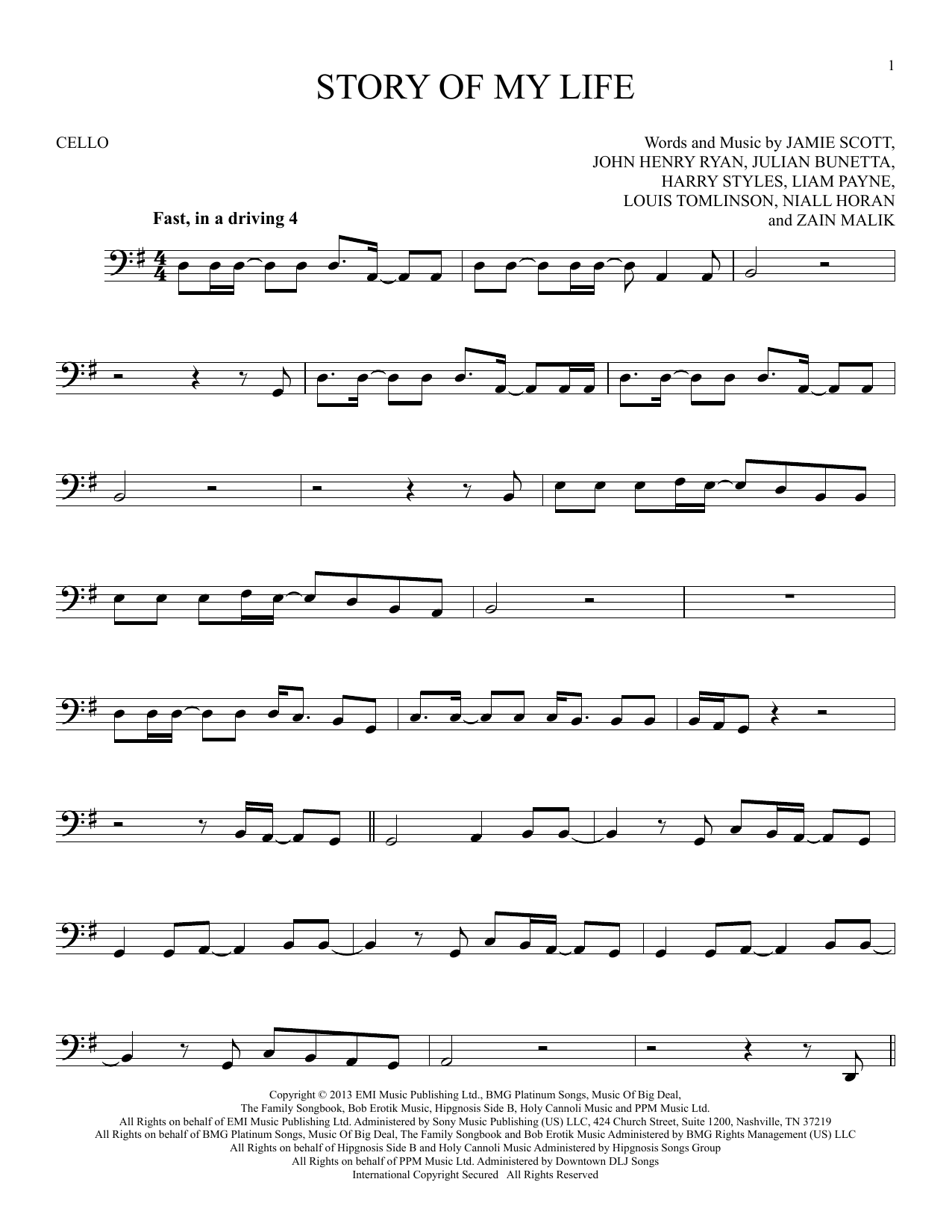 Produktgalerie: Seite 1 von 1 Story Of My Life, One Direction, Violoncello