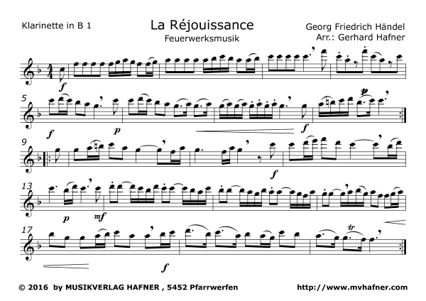 Product gallery: Page 1 of 10 Feuerwerksmusik - La Réjouissance, , (Clarinet Quintet)