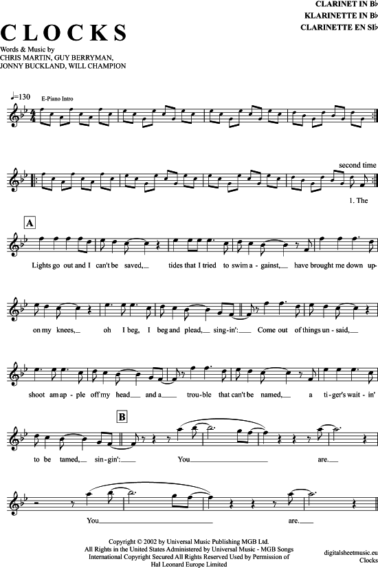 Product picture to: Clocks Coldplay