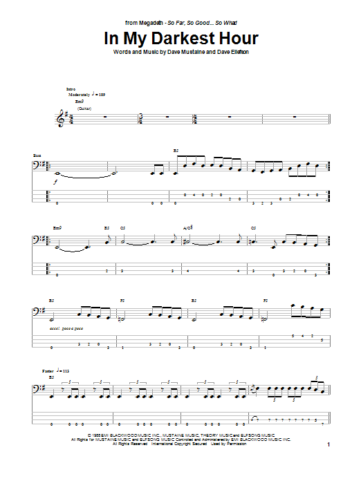 Produktgalerie: Seite 1 von 1 In My Darkest Hour, Megadeth, E-Bass
