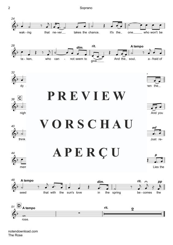 Product gallery: Page 10 of 11 The Rose, Midler, Bette, Trio: Mixed Choir/Ensemble, Piano, and Optional Organ Or Cello - Single Version