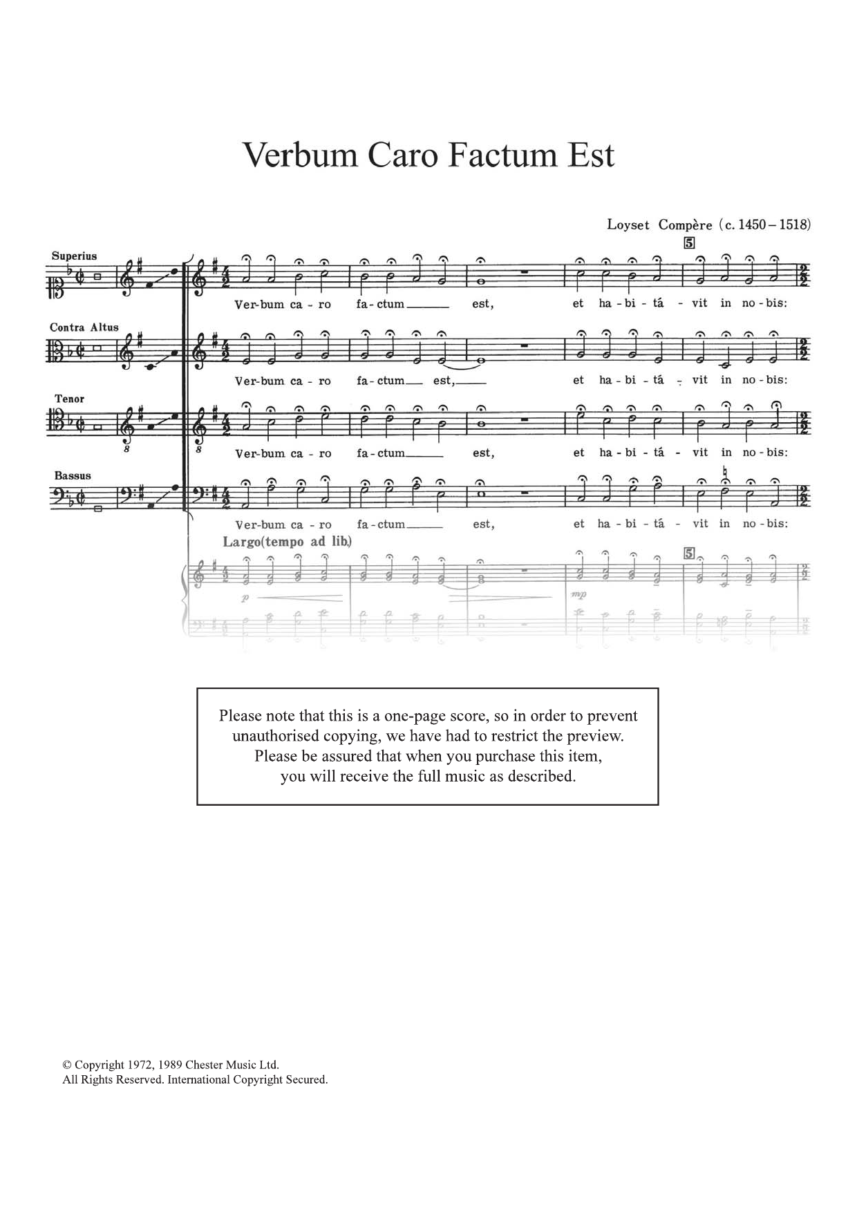 Product gallery: Page 1 of 1 Verbum Caro Factum Est, Loyset Compere