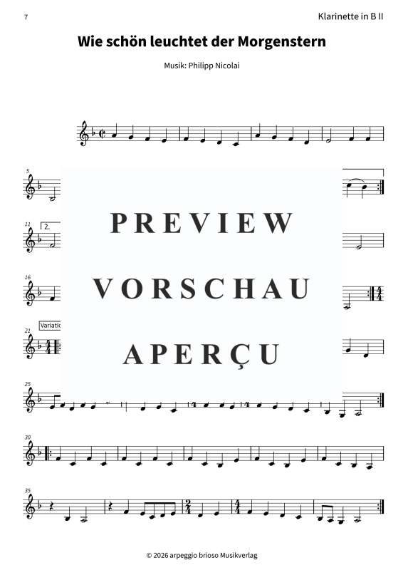 Produktgalerie: Seite 9 von 9 Wie schön leuchtet der Morgenstern - aus dem Album Barock und Jazz zum Fest, , Klarinetten Duett für 2 Klarinetten in B