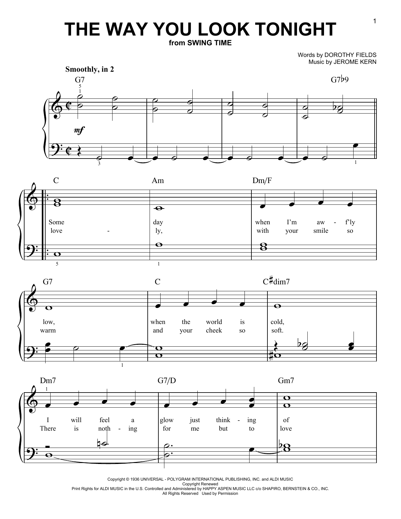 Produktgalerie: Seite 1 von 1 The Way You Look Tonight, Jerome Kern, Klavier