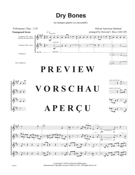 Produktgalerie: Seite 4 von 19 Dry Bones , , (3 Trompeten in B und 1 Basstrompete/Posaune)