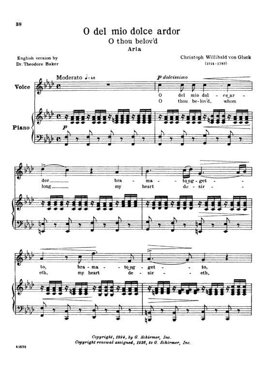 Product picture to: O del mio dolce ardorChristoph Willibald Gluck