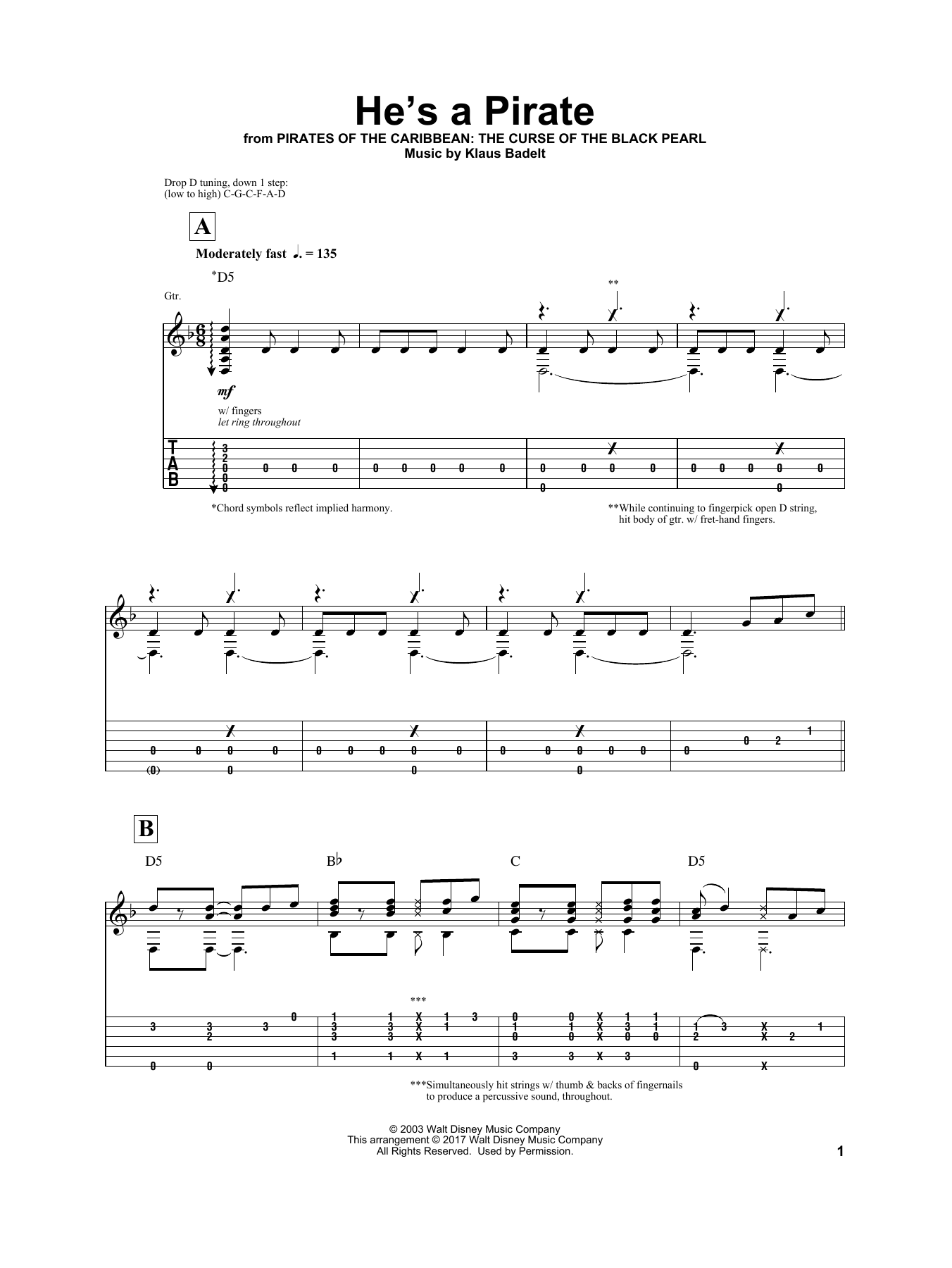 Produktbild zu: He's A Pirate (from Pirates Of The Caribbean: The Curse of the Black Pearl) (arr. Igor Presnyakov)