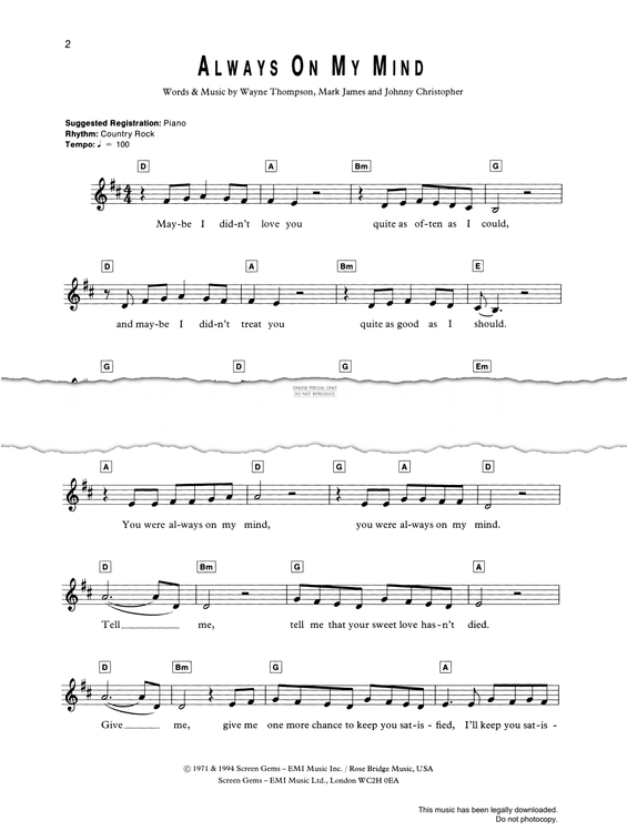 Produktgalerie: Seite 1 von 1 Always On My Mind, Willie Nelson, Gesang, Gitarre, Keyboard