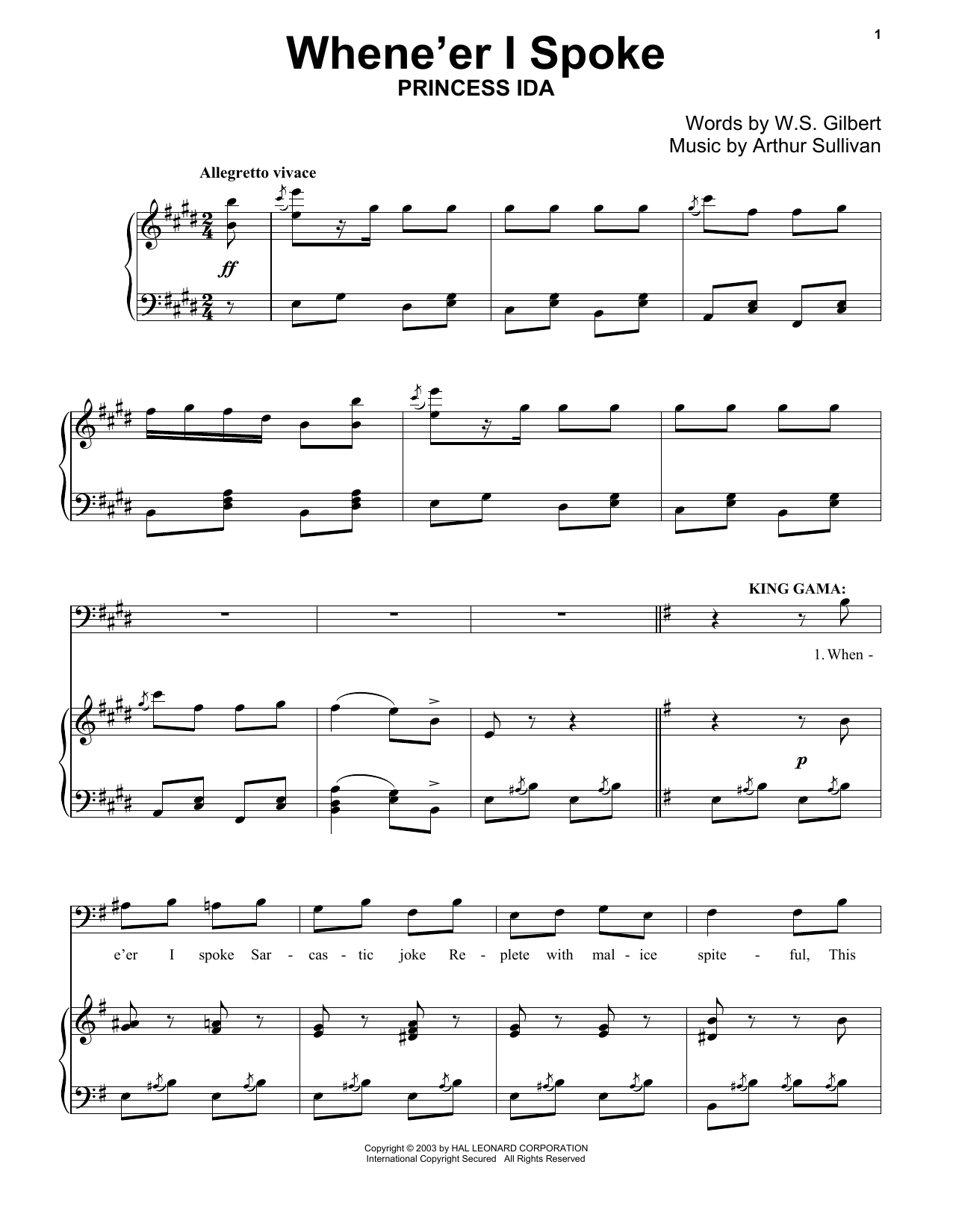 Product gallery: Page 1 of 1 When E'er I Spoke, Gilbert & Sullivan
