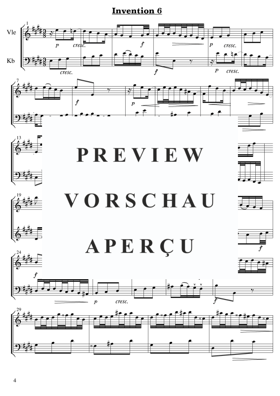 gallery: 5 zweistimmige Inventionen, , Violine und Kontrabass