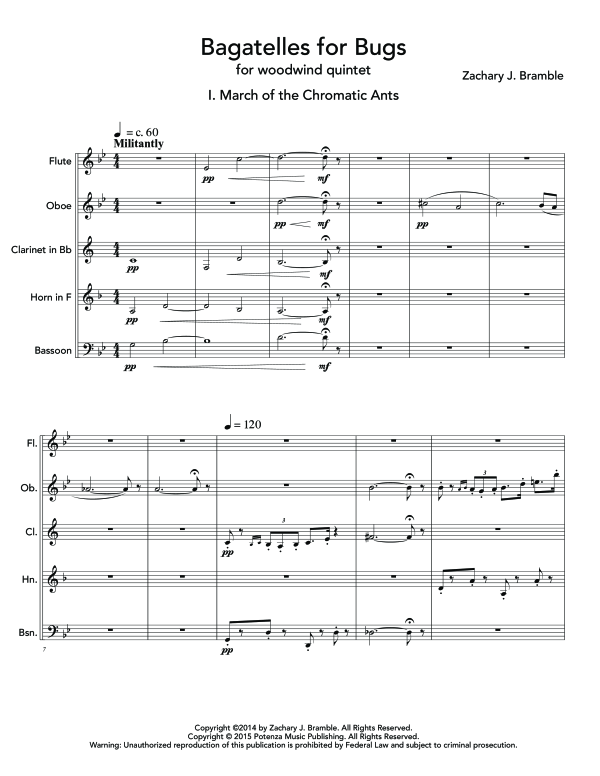 Produktgalerie: Seite 1 von 11 Bagatelles for Bugs, , (Holzbläser Quintett)