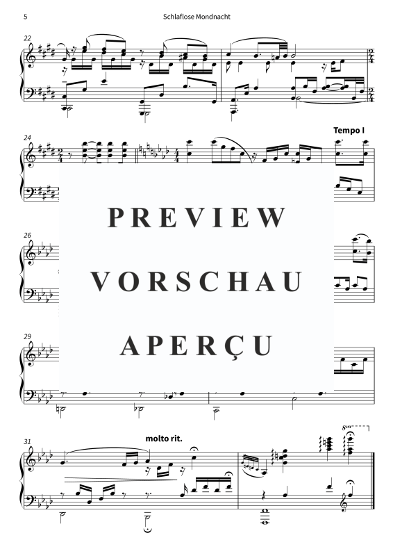 gallery: Schlaflose Mondnacht - inspiriert durch Klaviersonate Nr. 14 cis-Moll, op. 27 Nr. 2 ´Mondschein´, 1. Satz, , Klavier Solo